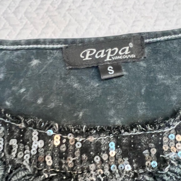 𝅺papa Vancouver Grey Tunic Top T-Shirt Sequin Hems Size S - Picture 10 of 11